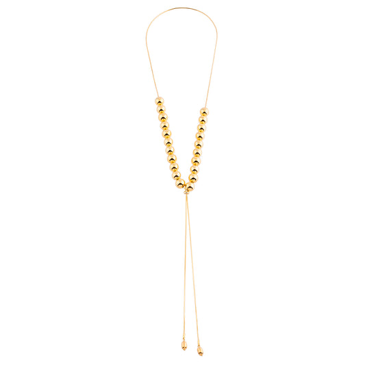 Colar Gravatinha 2 em 1 Esferas Dourado