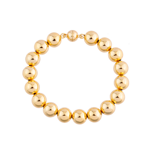 Pulseira Esferas Lisas Fecho Ímã Dourada/Prateada