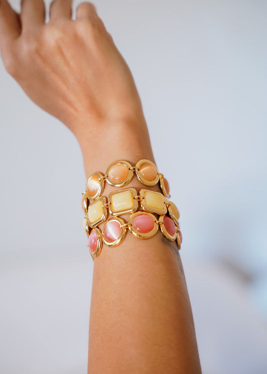 Kit Pulseiras Resina Dourada