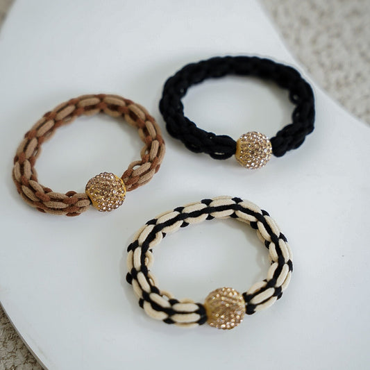 Amarrador de Cabelo Trio Elástico com Esfera Cravejada