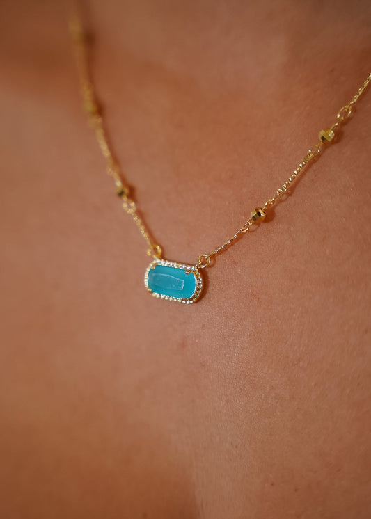 Colar Corrente com Pedra Retangular