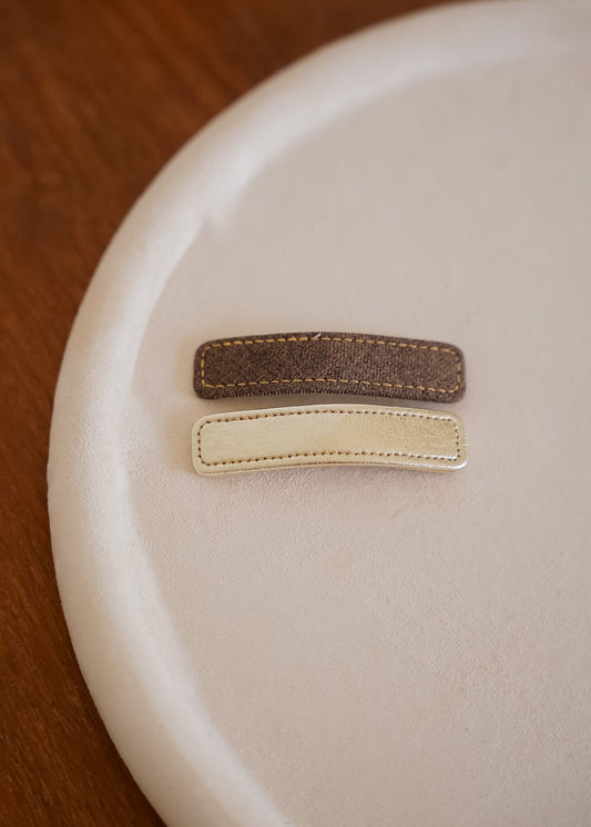 Dupla de Presilhas Têxteis Marrom e Dourado