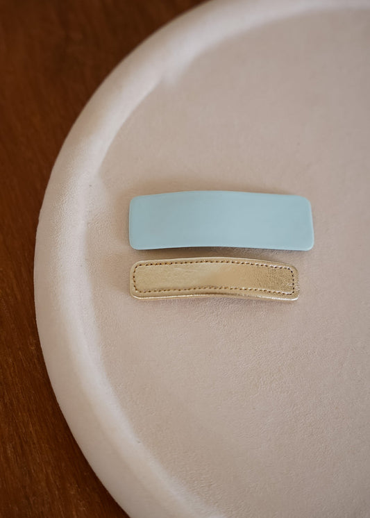 Dupla de Presilhas Verde Claro e Dourado Metalizado