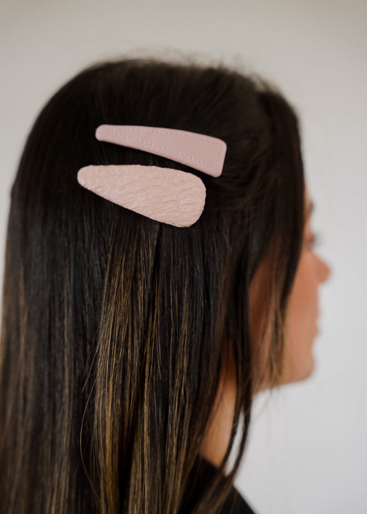 Dupla de Presilhas Rosa Claro e Textura Acetinada