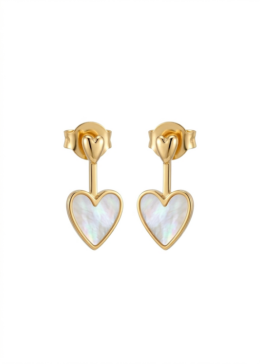 Brinco Ear Jacket Coração Madrepérola