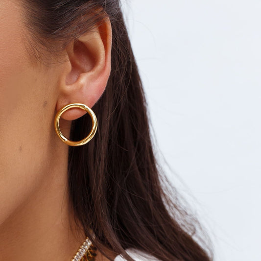 Brinco Oval Dourado e Prateado