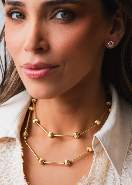 Conjunto Colar Longo e Brinco Ponto de Luz
