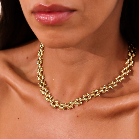 Colar Articulado Gomos Dourado/Prateado