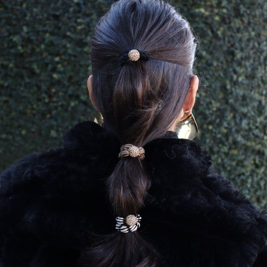 Amarrador de Cabelo Trio Elástico com Esfera Cravejada