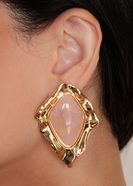 Brinco Dourado Maxi com Pedra Central