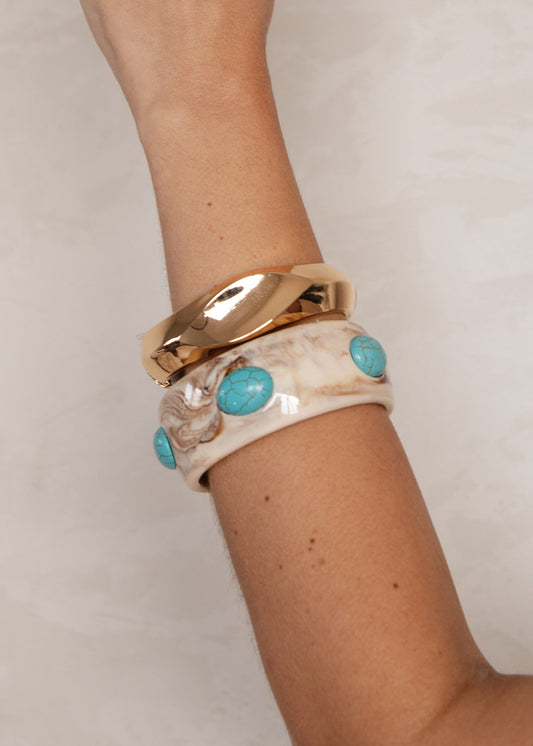 Conjunto Braceletes Resina e Metal