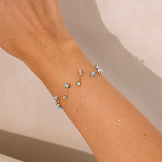 Pulseira Articulada Cascalhos Turquesa Dourado