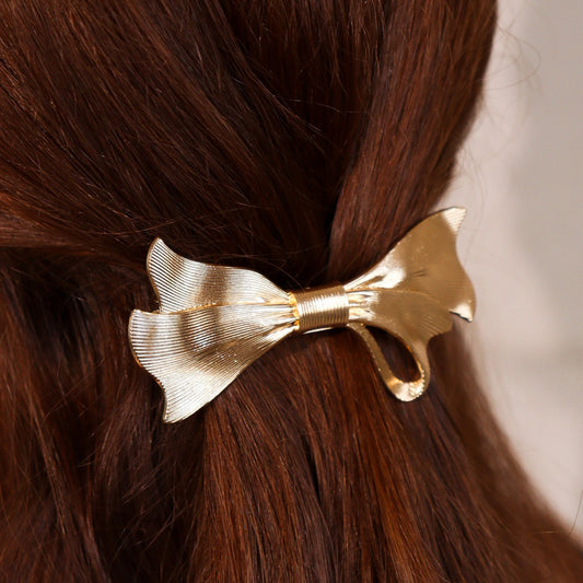Presilha de Cabelo Laço Texturizado Dourado