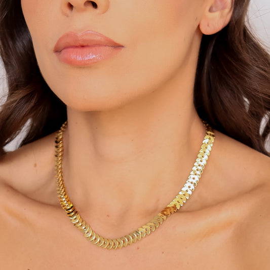 Colar Folhas Lisas P Dourado