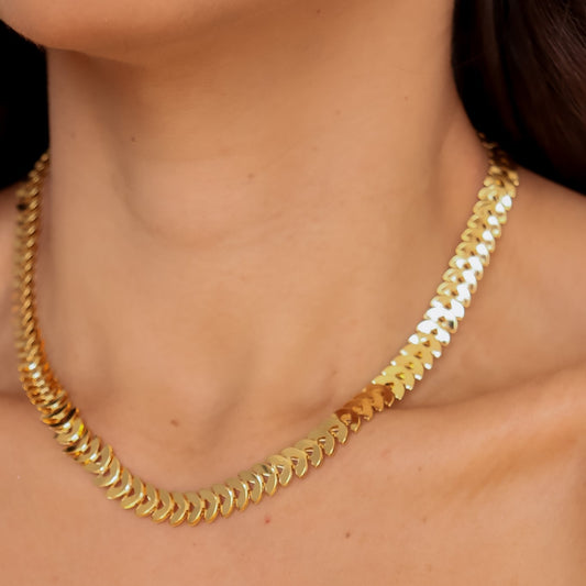 Colar Folhas Lisas P Dourado