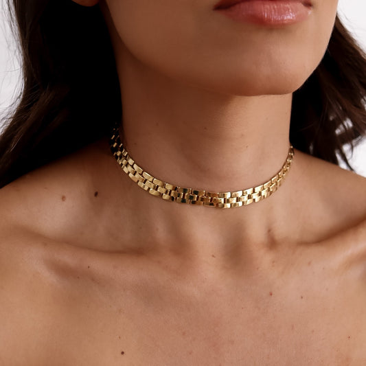 Colar Choker Articulada Dourado