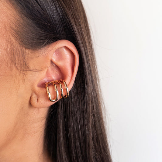 Piercing Duplo Linhas Lisas Dourado Nat Mosca