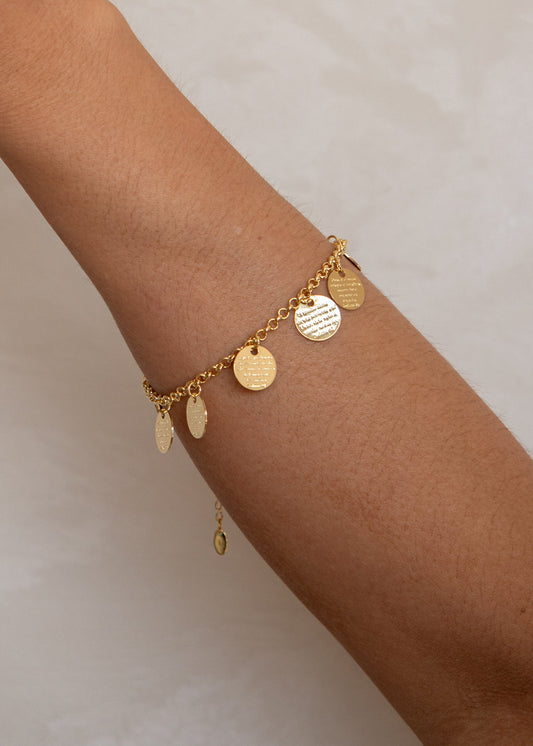 Pulseira Religiosa Dourada 10 Mandamentos