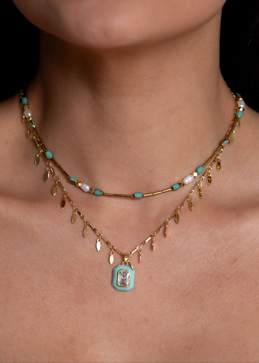 Conjunto de Colares com Turquesa