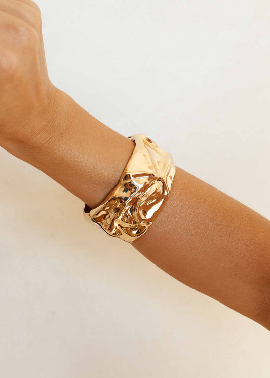 Bracelete Orgânico Metal Dourado