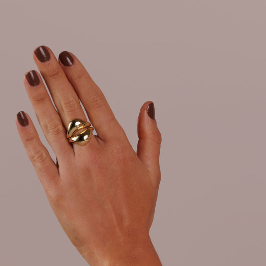 Anel Duplo Triangular Dourado