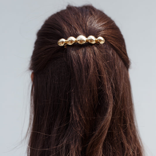 Grampo de Cabelo Esferas Liso Dourado