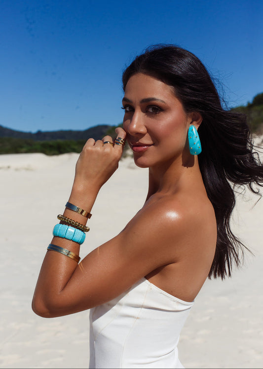 Bracelete de Pedras Naturais Turquesa