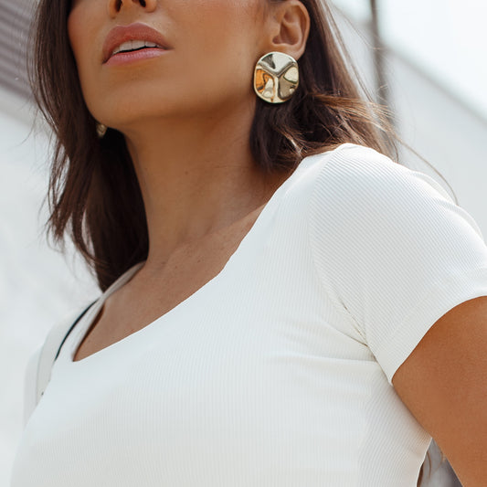 Brinco Maxi Oval Orgânico Dourado