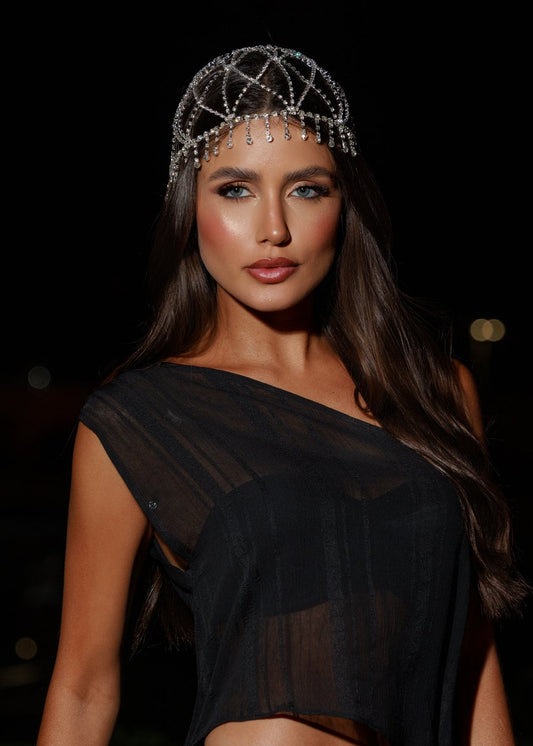 Headpiece de Brilho Prateado