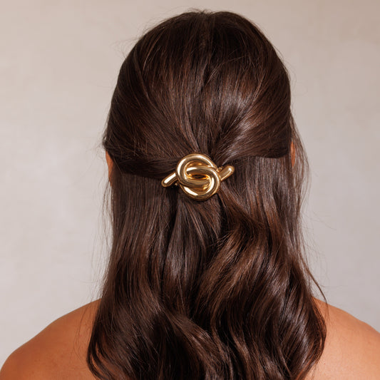 Grampo de Cabelo Peça Oval Entrelaçada Dourado