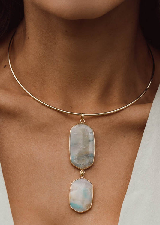 Colar Aro Dourado com Pedra Natural