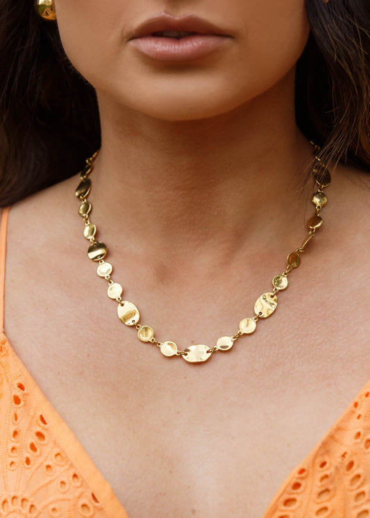 Colar Dourado Orgânico em Aço Inoxidável