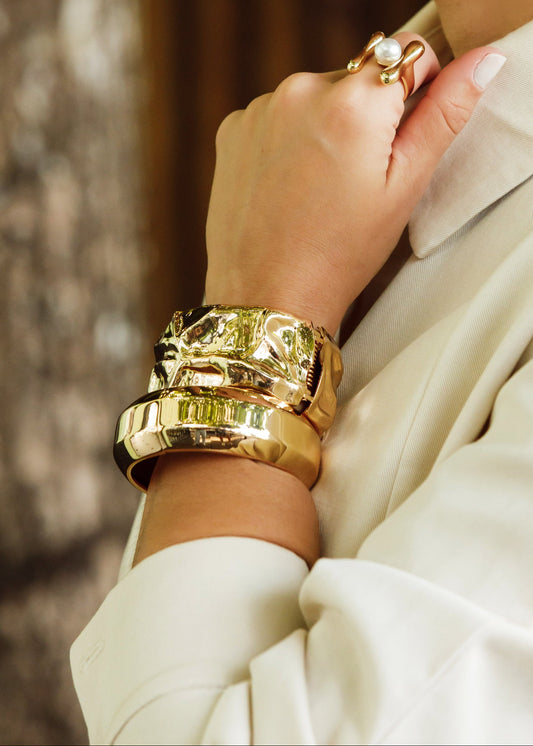 Bracelete Liso Metal Dourado