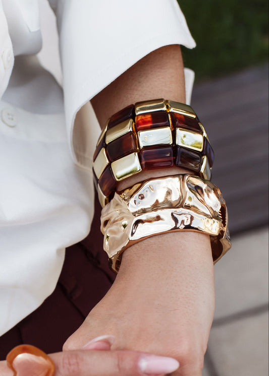 Bracelete Orgânico Metal Dourado