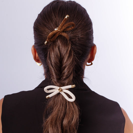 Amarrador de Cabelo Dupla Laço Veludo com Cristal
