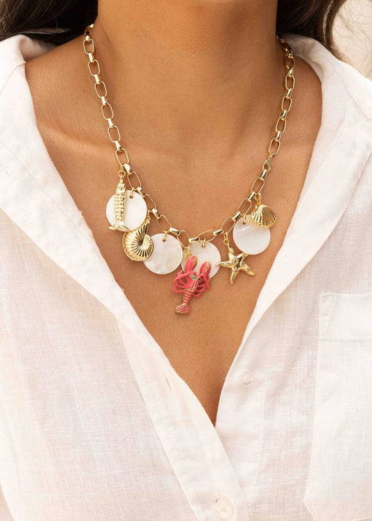 Colar Elos de Pingentes Marinhos