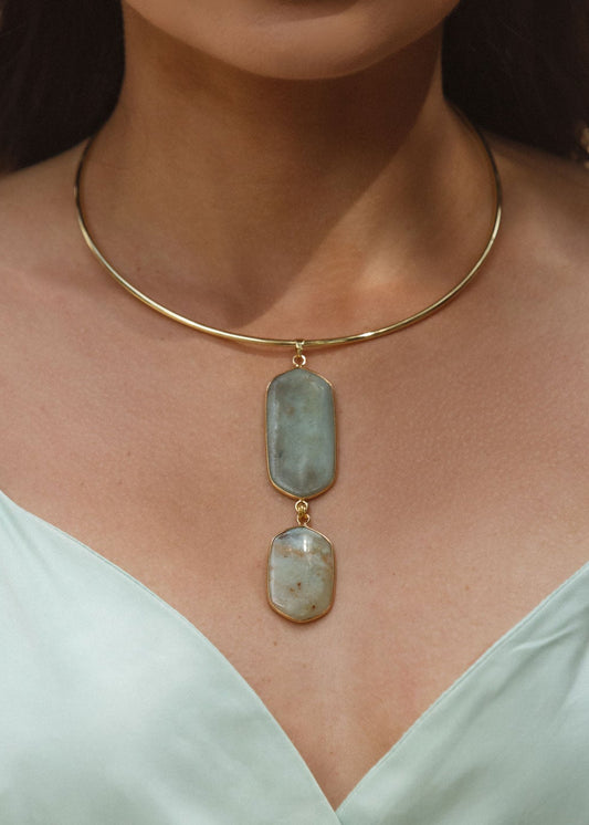 Colar Aro Dourado com Pedra Natural