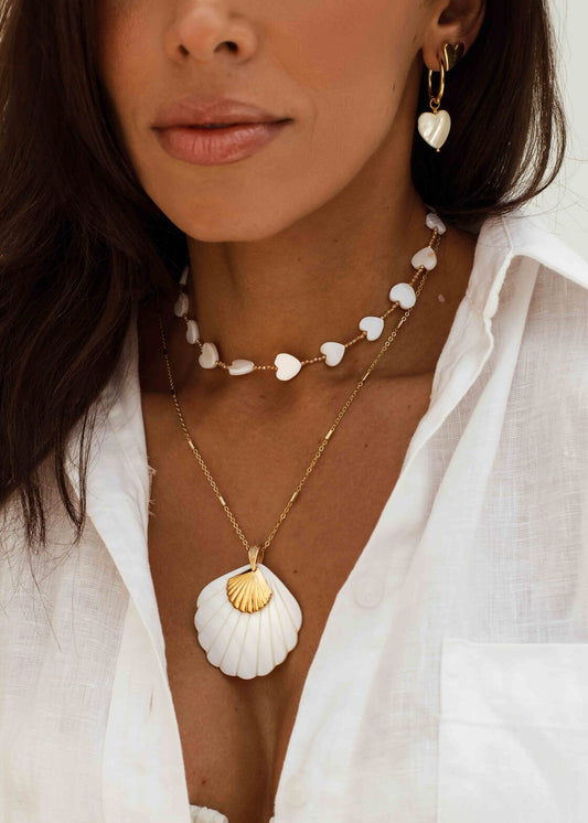 Colar Dupla Concha Longo