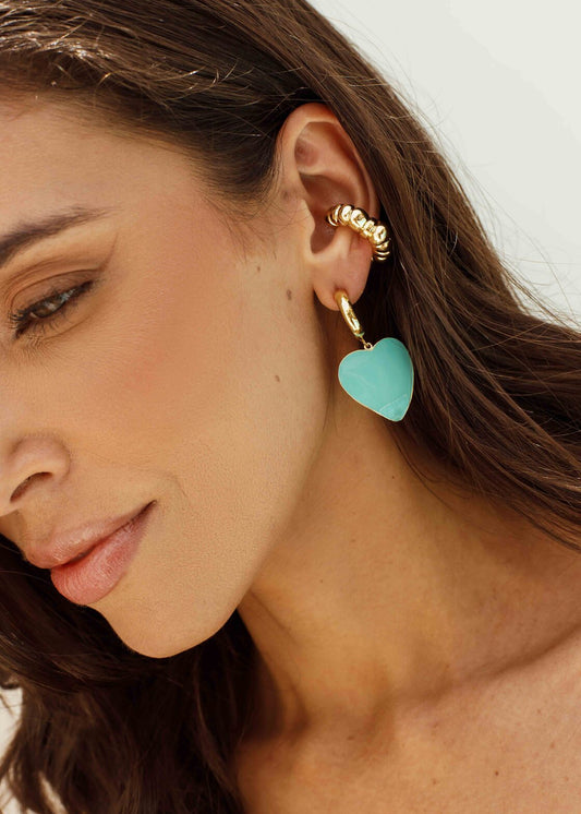 Brinco Argola Coração Esmaltado