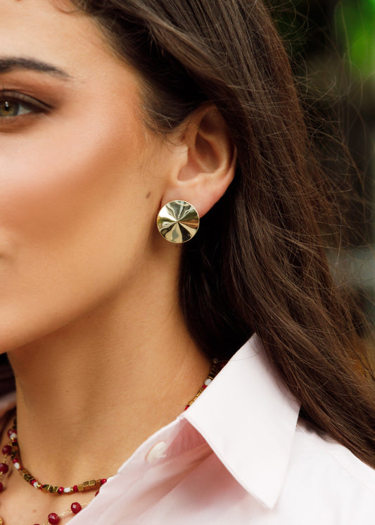 Brinco Botão Metal Polido