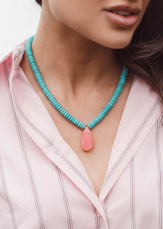 Colar de Pedras com Pingente Gota