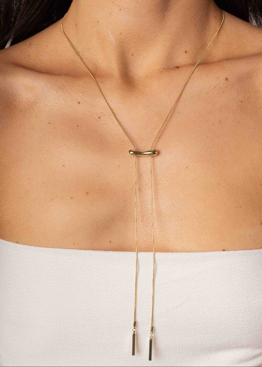 Colar Gravatinha Lisa com Cano Regulável Dourado