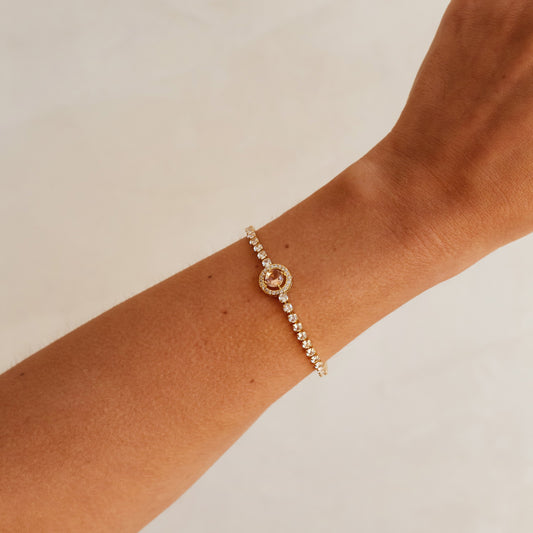 Pulseira Riviera Dourada Cravejada e Zircônia Cristal