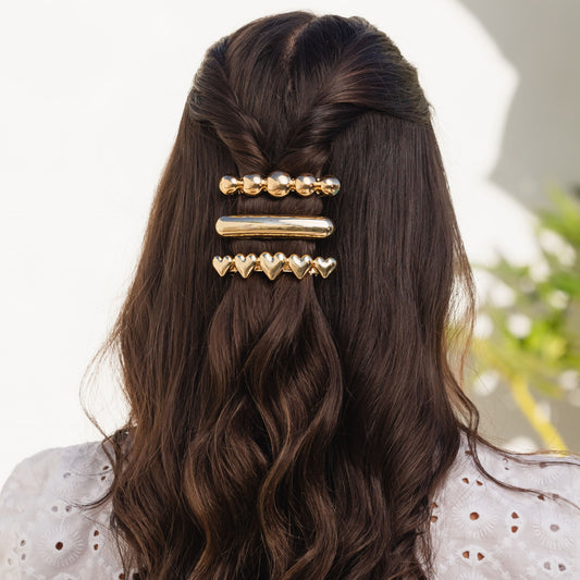 Grampo de Cabelo Peça Lisa Dourado