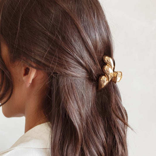 Piranha de Cabelo Gotas Alongadas Lisas Dourado