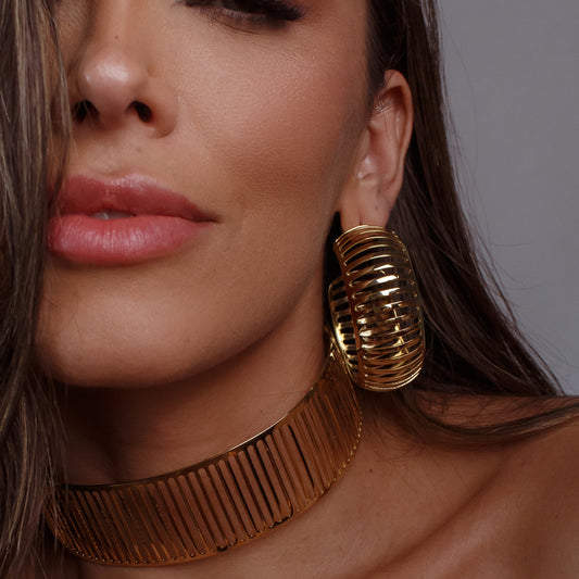 Brinco Maxi Argola Vazada Dourado