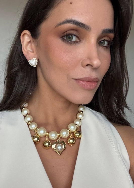 Conjunto Coração e Pérolas