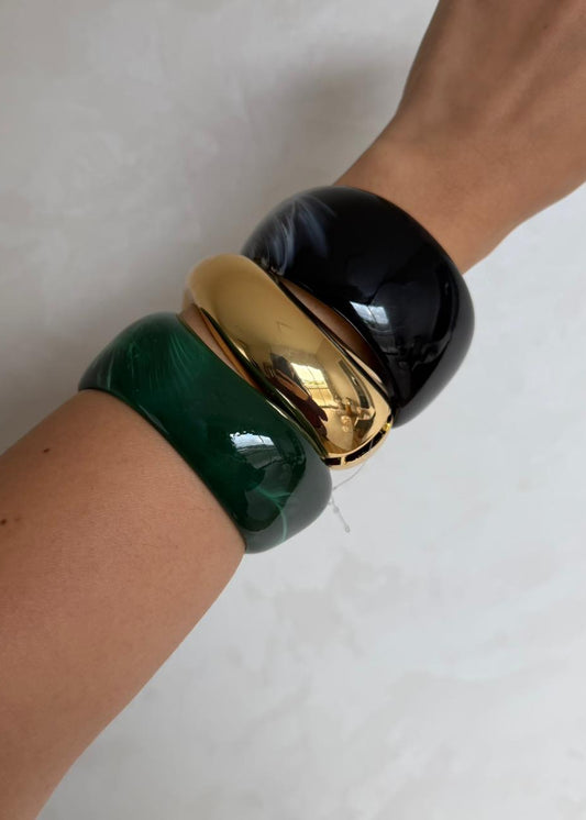 Trio de Braceletes Resina e Dourado