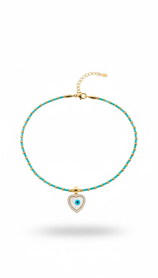 Colar Olho Grego Coração