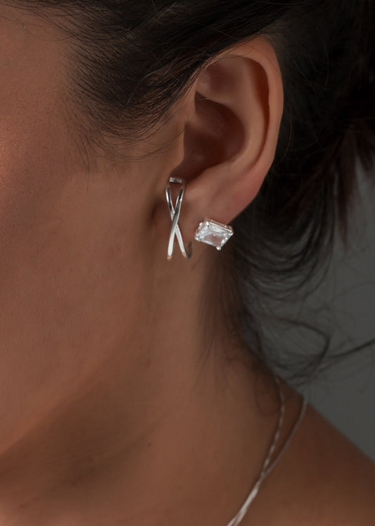 Brinco Prata 925 X Minimalista